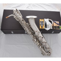 Professional. Superbrass Silver nickel Plated Eb Baritone Saxophone With 2-necks Case