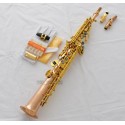 Professional Rose Brass Soprano Saxophone BB sax High F# Abalone key + Metal Mouthpiece