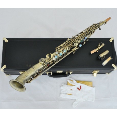 Professional Antique Soprano Saxello saxophone curved bell With Abalone High F#, G