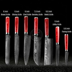 Japanese Damascus Kitchen Knife Set 67-Layer Vg10 Steel Core Amazing Quality 7 Pc Set