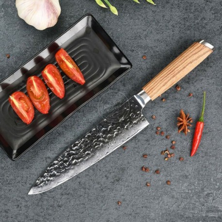 8'' Chef Knife Japanese 67 Layer Vg10 Damascus Steel W/ Zebrawood Handle Kitchen
