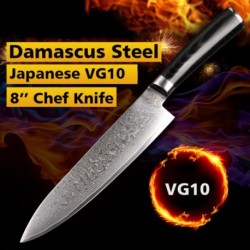 8'' Chef Knife Japanese Vg10 Damascus Stainless Steel Kitchen Knives Very Sharp