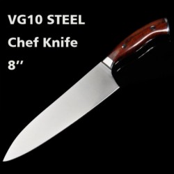 8 pulgadas japonés Vg-10 acero cuchillo de chef cuchillos de cocina rosewood mango muy afilado