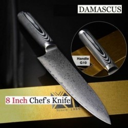 8 '' Japonés Damasco Acero Cuchillo de Chef Cuchillos de Cocina