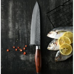 8 pulgadas damasco japonés acero inoxidable cuchillo de cocina cuchillos de cocina mango de madera
