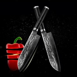 Cuchillo Santoku de 7 pulgadas Damasco Japonés Vg-10 Cuchillos de cocina de acero inoxidable