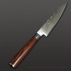 Cuchillo utilitario de 5 pulgadas japonés Aus-10 Damasco acero inoxidable con mango de madera
