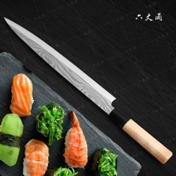 8 Inch Sushi Sashimi Kitchen Knife Yanagiba Knife With Imitation Damascus Laser