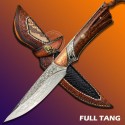 Damascus Survival Outdoor Camping Hunting Knife Fixed Blade W/ Sheath Full Tang