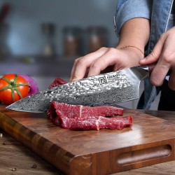 Nuevo cuchillo de chef de 8 pulgadas Damasco cuchillos de cocina de acero inoxidable martillados hechos a mano