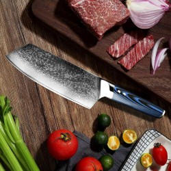 7'' Cuchillo chef japonés 67 capa Damasco Cuchillo de acero inoxidable Cocina Nakiri