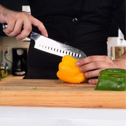 Cuchillo de chef de 6 pulgadas Damasco japonés Cuchillos de cocina de acero inoxidable Cuchillo Santoku