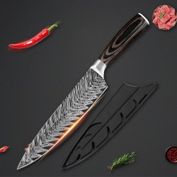 8 Inch Damascus Chef Knife Japanese Aus-10 Stainless Steel Knife W/ Wood Handle