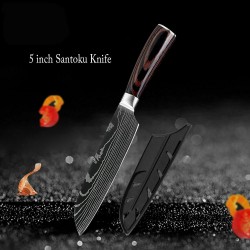 5'' Santoku Knife Japanese Damascus Aus10 Stainless Steel Kitchen Chef Knife