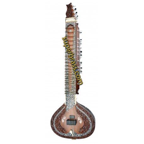 Fully Carved Electric-Acoustic Studio Sitar from Calcutta
