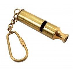 Heavy Brass Scout / Coach / Bosun's Whistle Keychain Key Ring