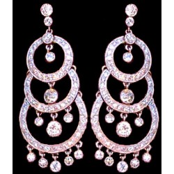 Stunning Retro Victorian Style Long Dangling Earrings with Wesselton Diamonds