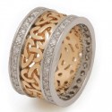 1,70 ct Celtic Pattern Wesselton Diamond Wedding Ring, 18k Yellow Gold