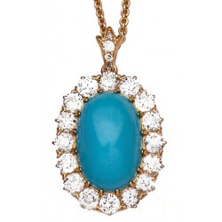 Luxury Turquoise Pendant in 18k gold, 1.08 ct Wesselton Diamonds