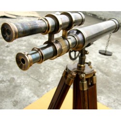 Antiquated Brass 39" Double Telescope Brass Harbormaster on 5' Tripod