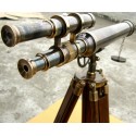 Anticuado latón 39 "Doble telescopio Brass Harbormaster en trípode de 5 '