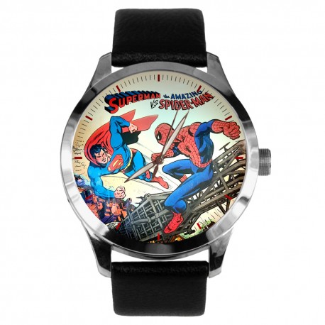 Spiderman v/s Superman Face-Off Comic Art Wrist Watch