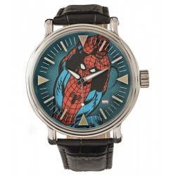 Spider-Man Retro Web Swing Reloj de pulsera en latón macizo. Arte original de Spiderman