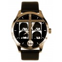 Arte simbólico del crucifijo The Beatles Classic Black & Gold Solid Brass Reloj de pulsera