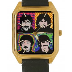 Classic, The Beatles Rectangular Metal Dial Solid Brass Metal Dial Wrist Watch