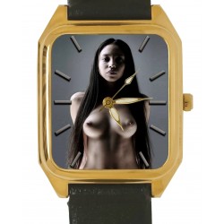 Dark Gothic Erotic Oriental Nude Photo Art Solid Brass Collectible Wrist Watch