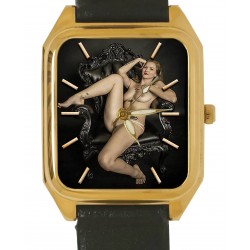Nude extendido en una silla vintage Classic Erotic Solid Brass Collector Reloj de pulsera