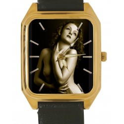 Tributo a Greta Garbo Classic Hollywood Nude Sepia Art Solid Brass Reloj de pulsera
