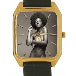 Classy Vintage Afro Black Americana Erotic Sexy Nude Art Solid Brass Wrist Watch