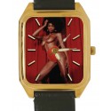 Vintage 1970s Disco Red Erotic Nude Afro Black Americana Reloj de pulsera coleccionable