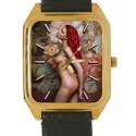 Vintage 1980s Nude Redhead Collectible Photo Art Solid Brass 33 mm Wrist Watch