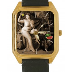 Buxom BBW Gorgeous Plumper Erotic Art Solid Brass 33 mm Wrist Watch