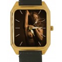 Throes of Passion Sexy Monochrome Nude Art Rectangular Wrist Watch. Solid Brass.