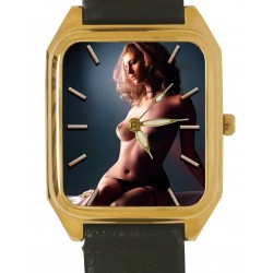 Stunning Nude Blonde Aesthetic Erotic Sexy Photographic Art Rectangular Wrist Watch. Solid Brass.