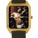 Erotic Mature Cougar Sexy Nude Art Rectangular Wrist Watch. Solid Brass.