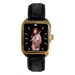 Very Sexy Redhead Nude Model Erotic Rectangular Wrist Watch. Solid Brass.