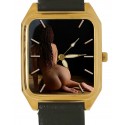 Nude Torso & Butt Erotic Sexy Classic Rectangular Wrist Watch. Solid Brass.