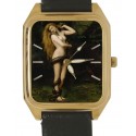 Lilith by John Collier, Important Kabbalist Theme Solid Brass Erotic Nude Art Collectible Wrist Watch