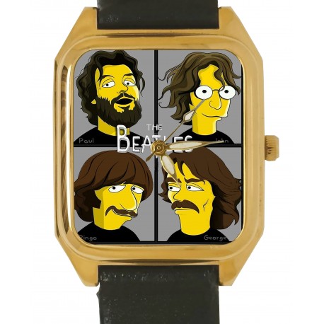 Classic, The Beatles Rectangular Metal Dial Solid Brass Metal Dial Wrist Watch