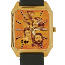 The Beatles, Classic Portrait Art Collectible Rectangular Solid Brass Tank Wrist Watch
