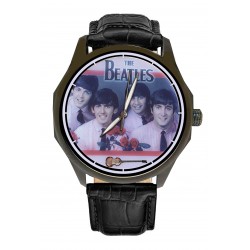 Early Beatles Fab Four Art Solid Brass Collectible Wrist Watch in Titanium Finish