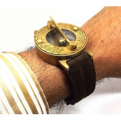 Sundial Compass Wrist Watch in Brass Steampunk Navitron