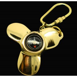 Boat's Propeller Keychain in Solid Brass with In-built Compass