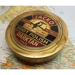 Jacko Boot Polish Dark Tan Dolland London Military Style Brass Compass