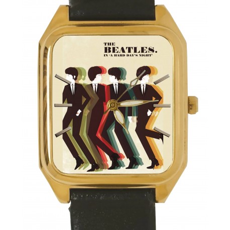 Classic, The Beatles Rectangular Metal Dial Solid Brass Metal Dial Wrist Watch