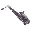 Beautiful Black & Silver Matt Finish Alto Saxophone with Designer Hardcase